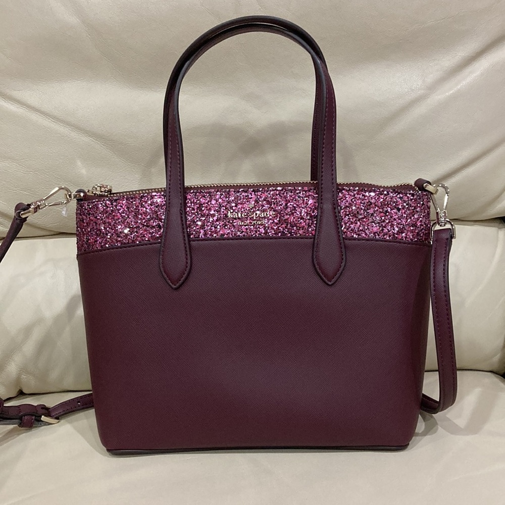 NWT Kate Spade Cherrywood Flash Glitter Sparkle Satchel Purse Bag